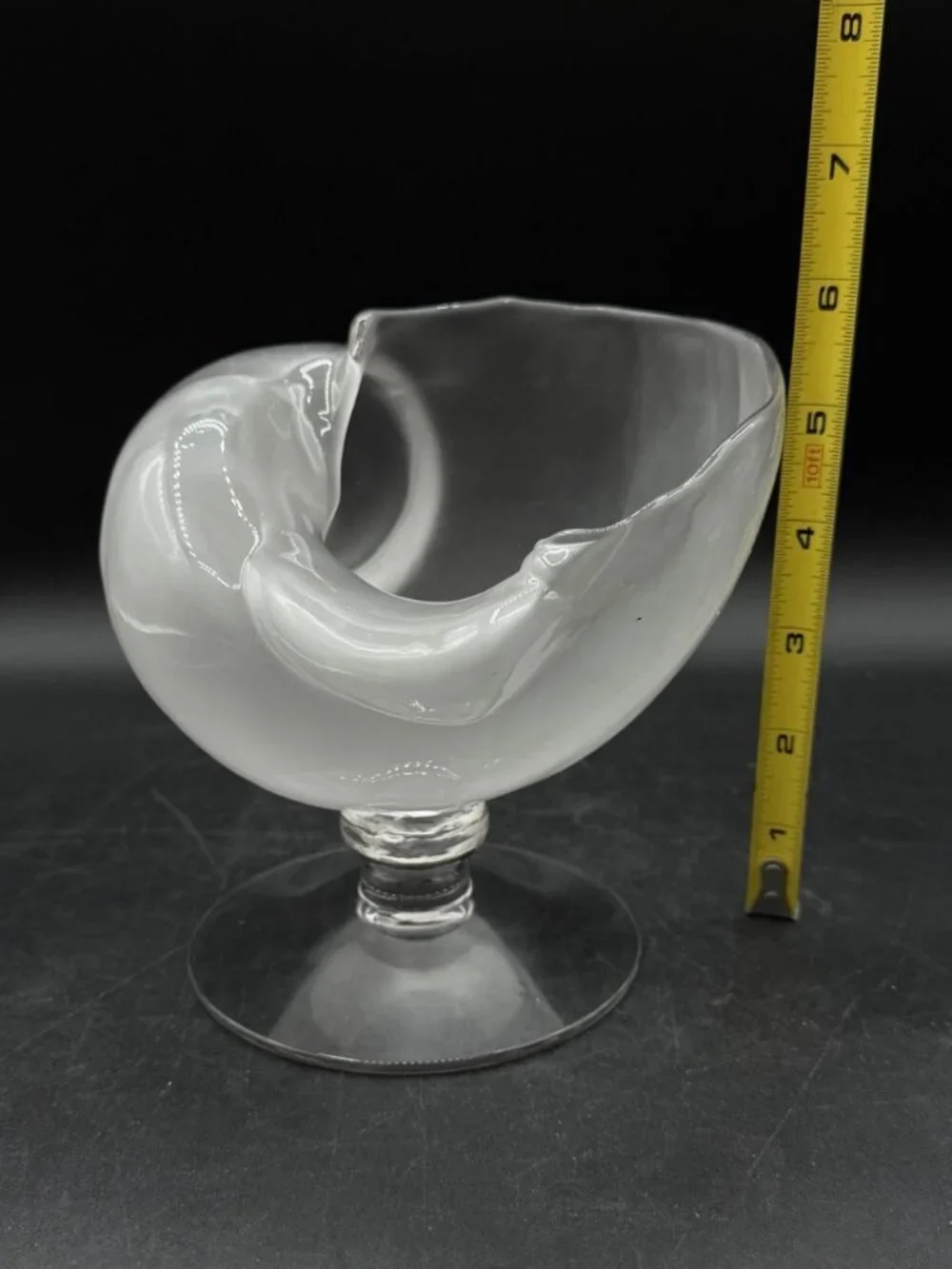 Cambridge Crown Tuscan Glass Footed Nautilus Shell Vase Opaque Frosted